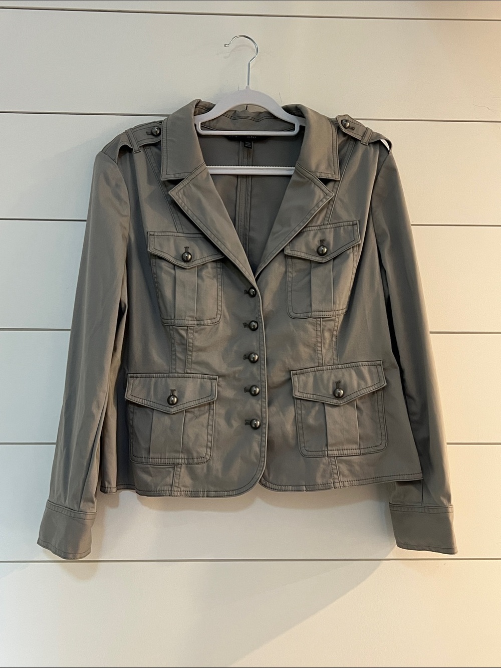 WHBM Women’s Gray Utility Blazer Jacket
